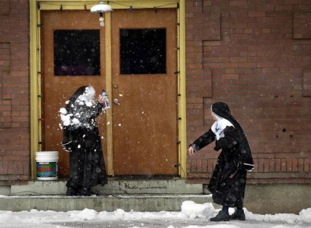 Nuns Snowball Fight