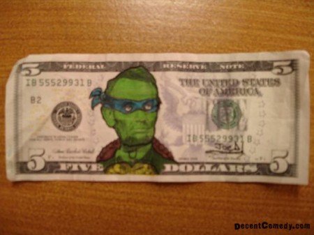 Ninja Turtle Five Dollar Bill