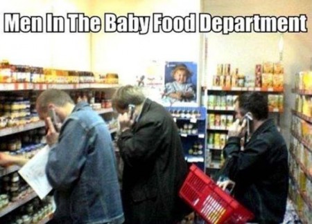 Men in the Baby Food Isle