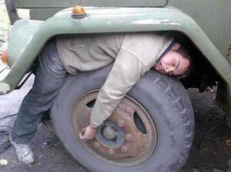 Sleeping on Tire